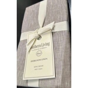 New Southern Living Heirloom King Pillow Sham Gray 20"x 36" 100% Linen